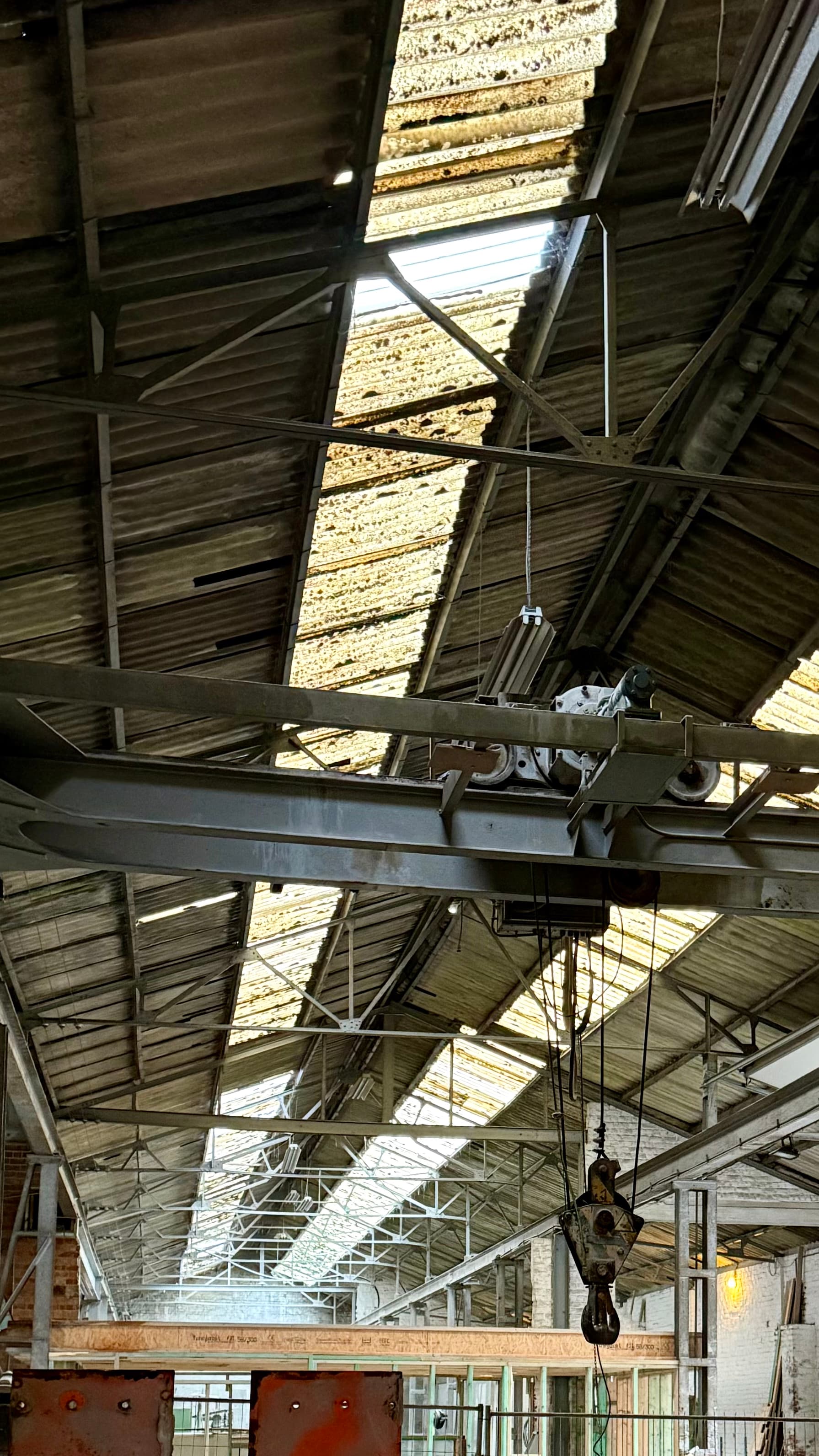 The industrial roof and steel structure of Flesjesfabriek Ghent